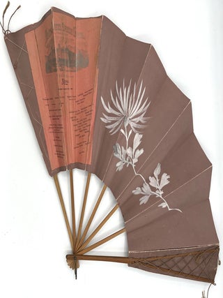Printed Buena Vista Spring Hotel Menu on Lg. Watercolor decorated Paper Hand Fan 1894, Asian...