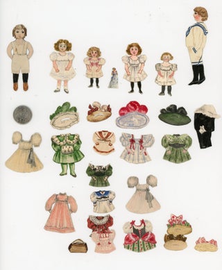 Item #1240099 6 Fine Watercolor Children Paper Dolls with costumes and hats and accessories