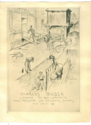 Item #1240101329 Intaglio Engraving New Year Promotion for 1911 - Charles Bosse Bookseller, Paris...