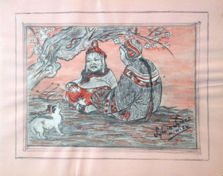 Autograph Album and Sketch Book created by Employees of the Ministry of Munitions, Drawing Office, includes Women's Advancement, Fine Watercolors and Sketches - some Chinese Characters.