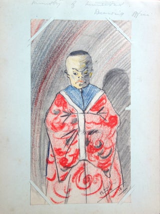 Autograph Album and Sketch Book created by Employees of the Ministry of Munitions, Drawing Office, includes Women's Advancement, Fine Watercolors and Sketches - some Chinese Characters.