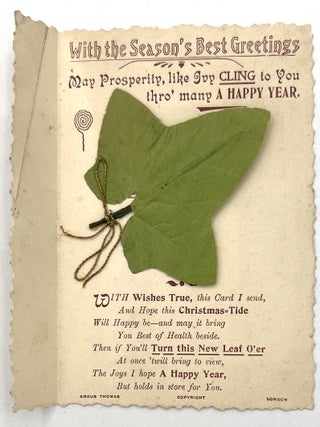 Item #20000294 "Paper with a Secret" Holiday Card -- "May Prosperity, like Ivy CLING to You thro'...