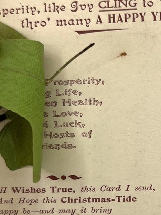 "Paper with a Secret" Holiday Card -- "May Prosperity, like Ivy CLING to You thro' many A HAPPY YEAR."