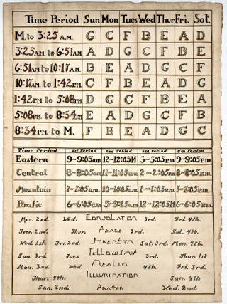 Item #20000395 Hand-Lettered c.1900 Liturgy of the Hours Broadside