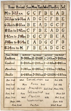 Item #20000395 Hand-Lettered c.1900 Liturgy of the Hours Broadside