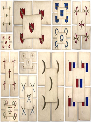 Item #20000812 Handmade 19th Cent. French Card Game with Elegant Original Gouache Artwork --...