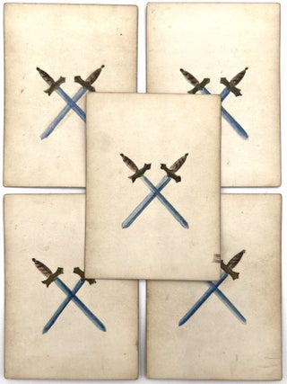 Handmade 19th Cent. French Card Game with Elegant Original Gouache Artwork -- "Memory" or "Keep Your Temper"