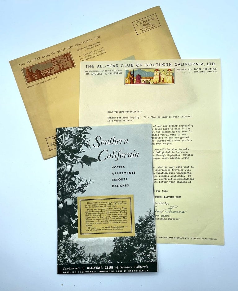 Item #20001334 The All-Year Club of Southern California writes to "Victory Vacationist" - Introduction and Brochure