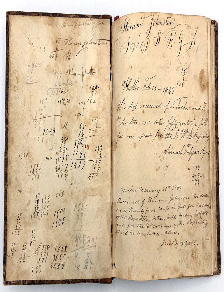 Item #20128225 19th cent. Account Book of Cabinet Maker Hiram Johnston of Hollis, Maine. Hiram Johnston.