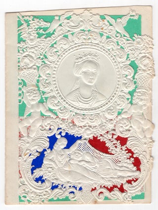 Item #20128300 Elegant 16mo Valentine with Pictorial Lace Paper Depicting Queen Victoria