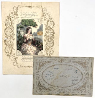 Item #20128562 Hand-colored Valentine with Original Postmarked Envelope for Miss Lydia. M. Wales