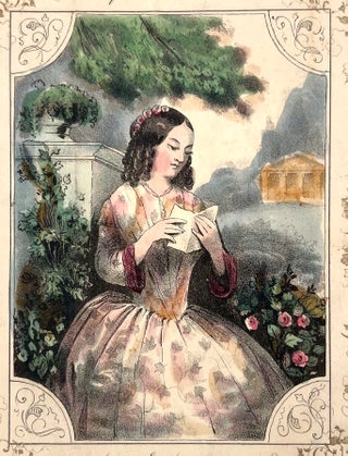 Hand-colored Valentine with Original Postmarked Envelope for Miss Lydia. M. Wales