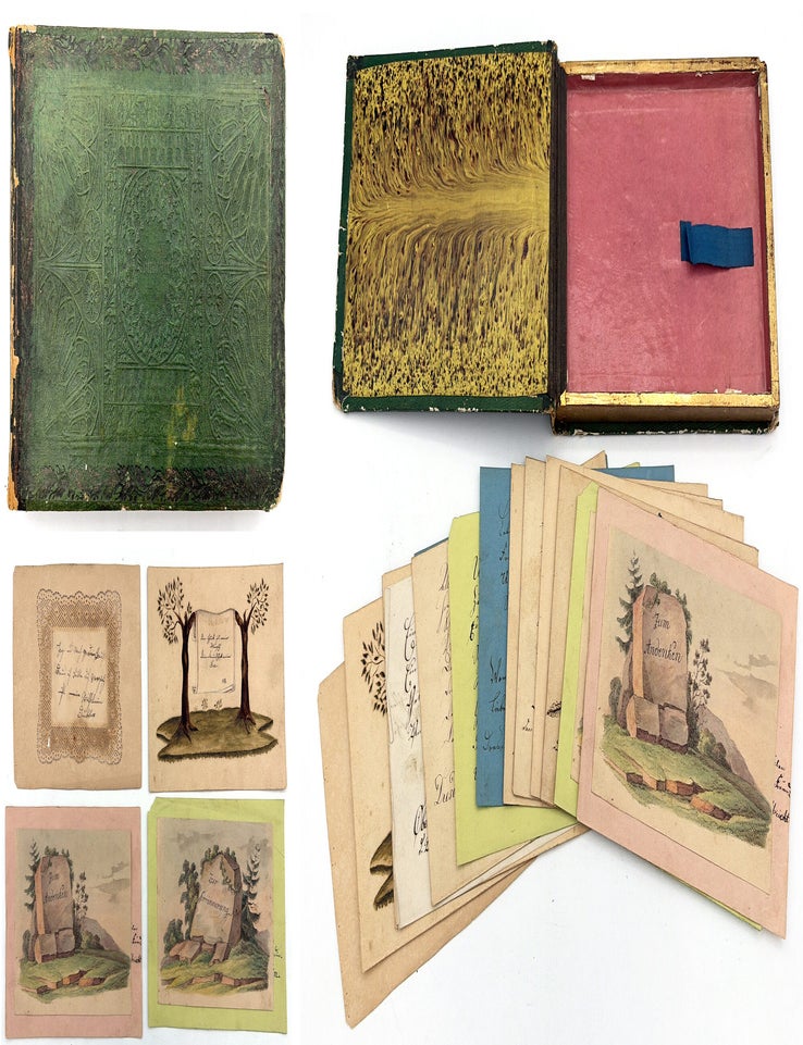 Item #20135729 c.1840 German Friendship Album with Fine Original Artwork, Hidden Compartment