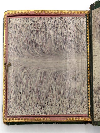 c.1840 German Friendship Album with Fine Original Artwork, Hidden Compartment