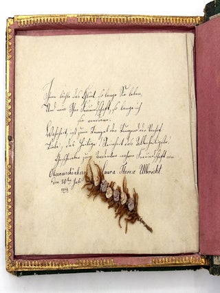 c.1840 German Friendship Album with Fine Original Artwork, Hidden Compartment
