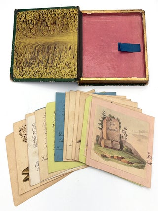 c.1840 German Friendship Album with Fine Original Artwork, Hidden Compartment
