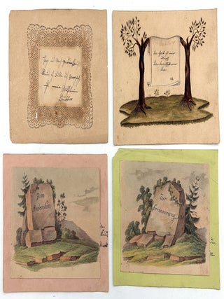 c.1840 German Friendship Album with Fine Original Artwork, Hidden Compartment