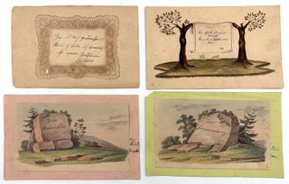 c.1840 German Friendship Album with Fine Original Artwork, Hidden Compartment