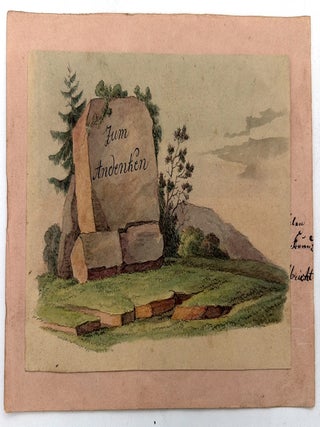 c.1840 German Friendship Album with Fine Original Artwork, Hidden Compartment