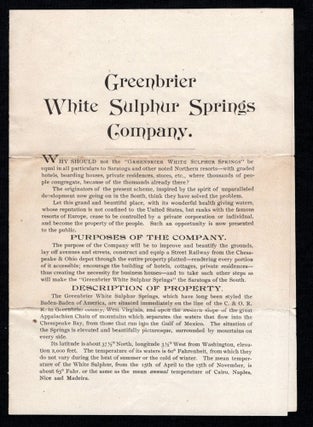 Greenbrier White Sulphur Springs Company Investment Brochure