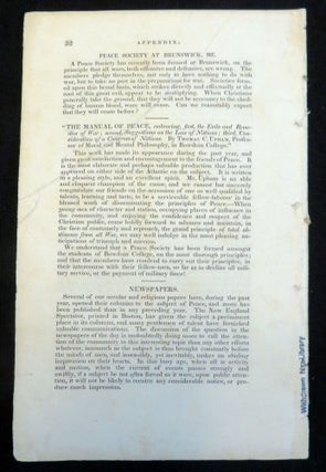 Address of the Subject of Peace, Delivered at the Odeon, On Sabbath Evening, February 7, 1836. On the Anniversary of the Bowdoin Street Young Men's Peace Society