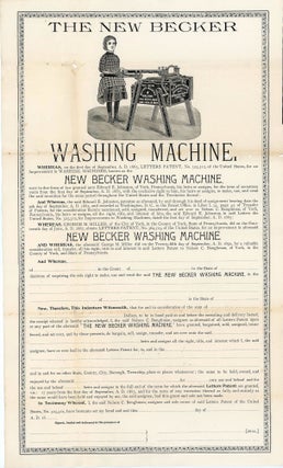 Illustrated Broadside for Letters Patent - Conferring the Transfer of The New Becker Washing Machine