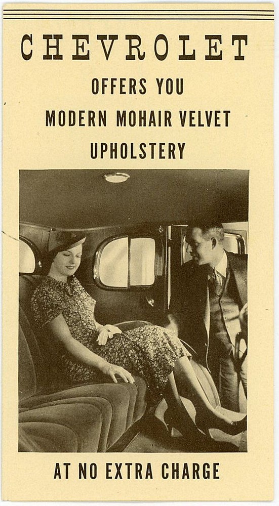 Item #20200539 Promotional Brochure - Chevrolet Offers you Modern Mohair Velvet Upholstery - At No Extra Charge