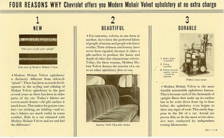 Promotional Brochure - Chevrolet Offers you Modern Mohair Velvet Upholstery - At No Extra Charge