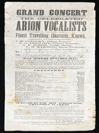 Item #20200604 c.1865 Arion Vocalists Theatrical Broadside
