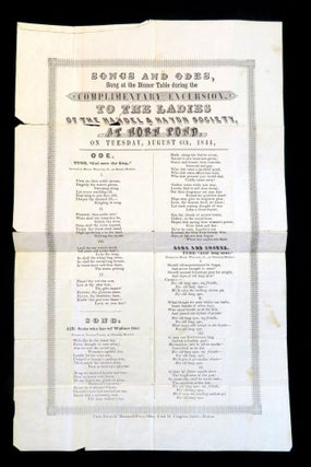 Item #20200983 Broadside of Songs and Odes Sung at the Dinner Table During the Complimentary...