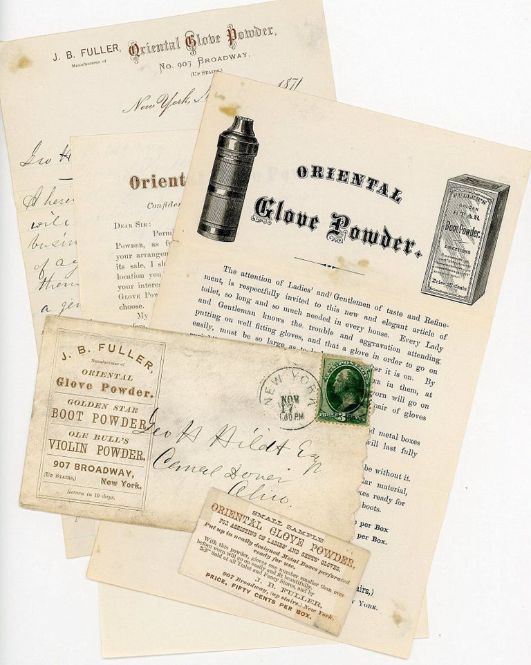 Item #20202531 Circulars and Sample of Oriental Glove Powder - An easier way to put on your well fitting gloves