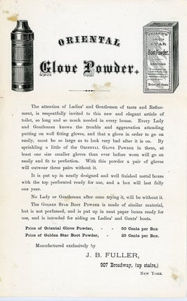Circulars and Sample of Oriental Glove Powder - An easier way to put on your well fitting gloves