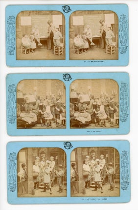 10 French Tissue Stereoviews - Children in Adult Situations from the Scenes Enfantines Series