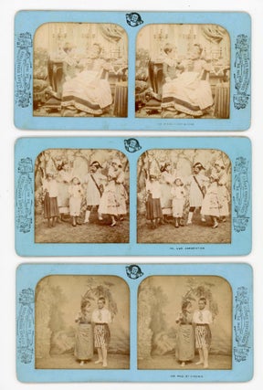 10 French Tissue Stereoviews - Children in Adult Situations from the Scenes Enfantines Series