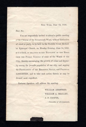 Item #20208535 A Circular Inviting the Citizens of the 17th Ward of New York Regarding the Recent...