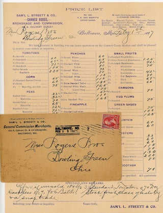 Price Lists - A collection Spanning 100 Years Examining the Availability, Distribution, Price and Pricing Consideration of Food & Other Commodities