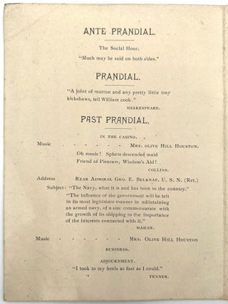 Field Day Menu of the Pascataqua Congregational Club