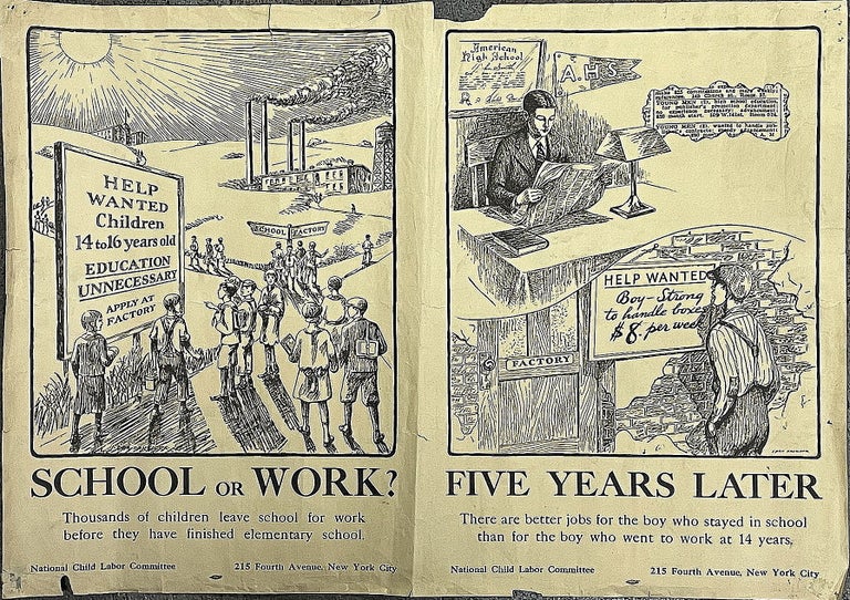 Item #21000285 Poster - School or Work - Child Labor. I. Dan Danziger.