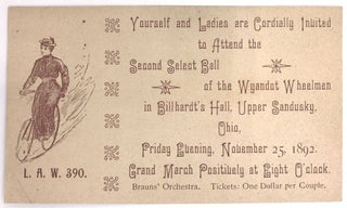 Item #21000330 Printed Invitation to Second Select Ball of the Wyandot Wheelmen - Image of the...