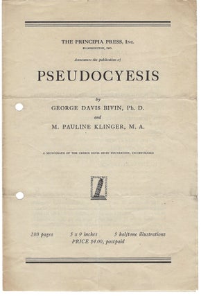 Item #21000338 Prospectus for Monograph on Pseudocyesis (False Pregnancy). M. A. M. Pauline...