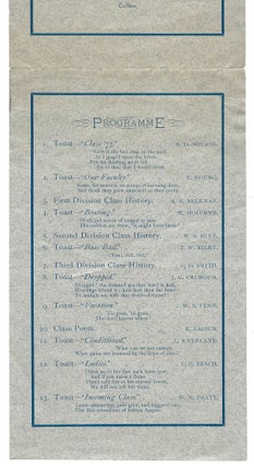 Program and Bill of Fare - Yale Class of 1877 Supper - Savin Rock