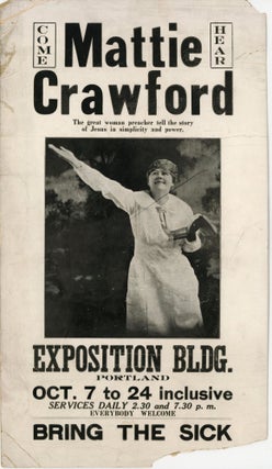 Item #21000427 Poster for Mattie Crawford - The great woman Preacher . Evangelist and Healer
