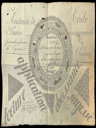 Item #21000488 Large format elaborate manuscript Reward Of Merit Attribution for a 7 year old boy