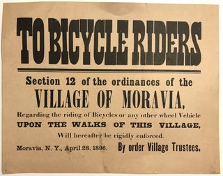Item #21000546 1896 Notice to Bicycle Riders