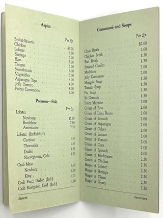Late 1920s "Henri Confiseur" Catering Menu