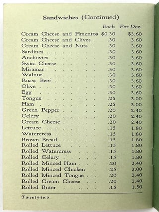 Late 1920s "Henri Confiseur" Catering Menu