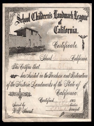 Item #21000772 Certificate for School Children's Landmark League of California