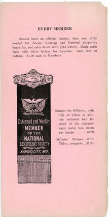 Catalog No. 232, Paraphernalia and Costumes for Local Lodge Room Work of the National Benevolent Society