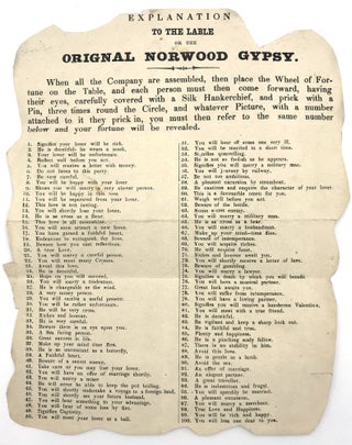 "Original Norwood Gypsy" Fortune Telling Game