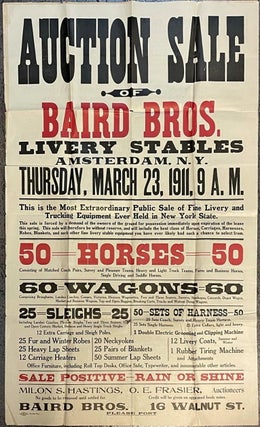 Item #21000963 Auction Sale of Baird Bros. Livery Stables. Hastings, Frasier Auctioneers